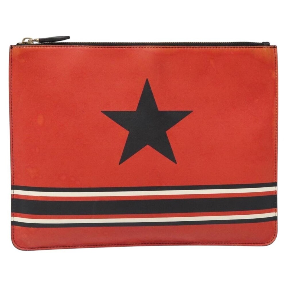 Givenchy Leather Star Clutch Bag Red